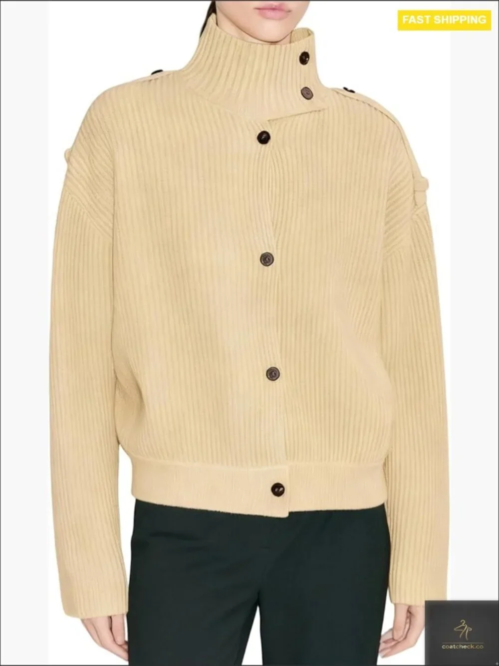 Cropped Cardigan Turtleneck Sweater Button Front Open Knit Coat Y2K Chic
